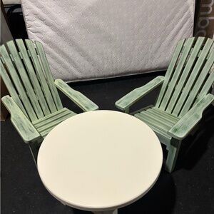 American Girl Green Adirondack Chairs with White Table Set